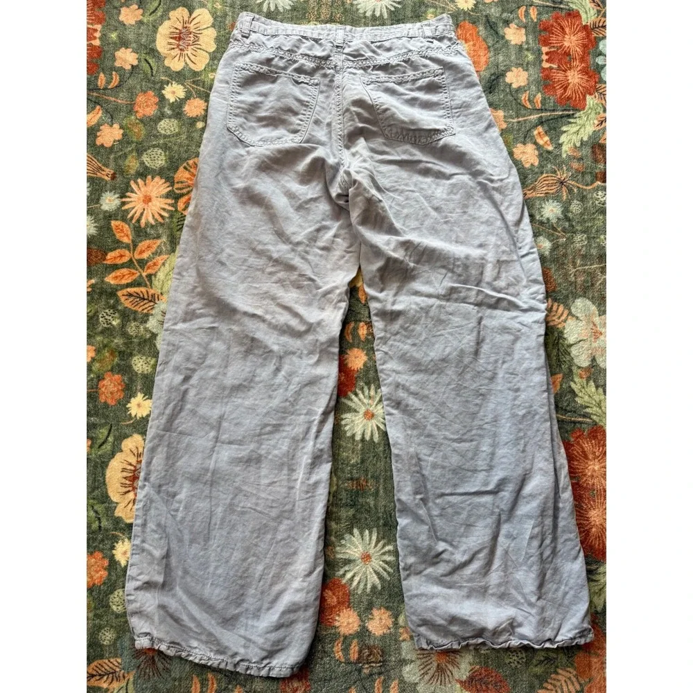 Zara Women Light Blue Linen Cotton Blend Wide‎ Leg Pants Size 8 5520/26/400